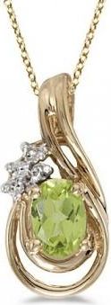 Allurez Oval Peridot & Diamond Teardrop Pendant Necklace 14k Yellow Gold