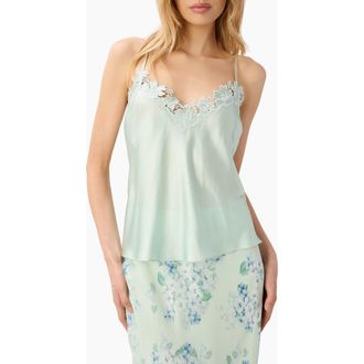 Cami NYC Rafa Lace Trim Silk Charmeuse Camisole in Clearwater at Nordstrom, Size Medium