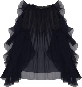 Alberta Ferretti Navy Blue Solid Round Neck Top