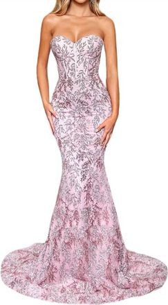Portia & Scarlett Mermaid Glitter Prom Dress In Pink