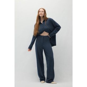 Naked Cashmere Naples Denim Cashmere Wide Leg Pants in Indigo at Nordstrom, Size X-Small