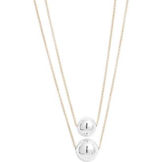 Nordstrom Two-Tone Double Orb Layered Necklace in Gold- Silver at Nordstrom Rack