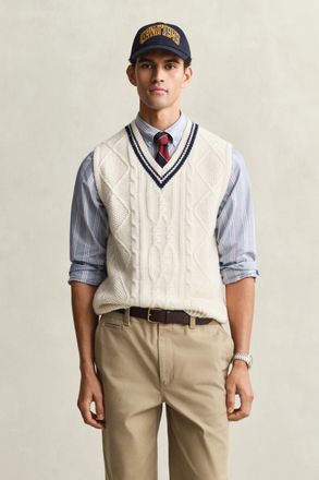 GANT Men Cable Knit Vest (XXL) CREAM