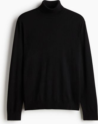 H&M Rollkragenpullover in Regular Fit - Schwarz