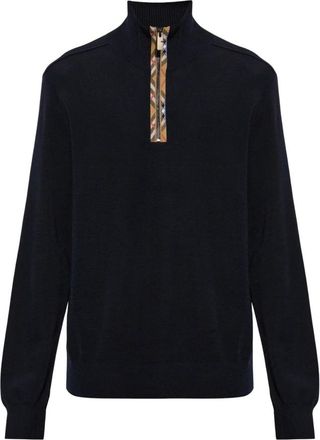 Burberry Wool Sweater Cameron - Heren - Ronde hals truien - Blauw - XL - Wol - Truien & Vesten