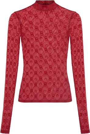 Marine Serre Top met hoge hals en monogram - Rood