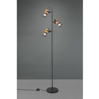 Trio Leuchten Tosh L&aacute;mpara De Pie Negra 3xe14 Jaula De Madera Y Metal Alt. 150 Cm Trio Lighting