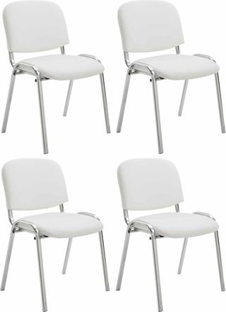 Clp Clp - Set De 4 Sillas Ken Cromadas En Polipiel Blanco