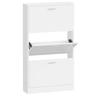 vidaXL Vidaxl - Mueble Zapatero Madera Contrachapada Blanco Brillo 59x17x108 Cm
