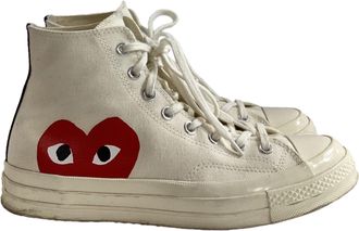 Comme Des Gar&ccedil;ons CDG Play x Converse Chuck Taylor High-Top Sneakers in White Canvas