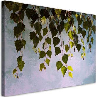 Feeby Cuadro En Lienzo Hojas Verdes De Abedul Naturaleza Plantas 100x70