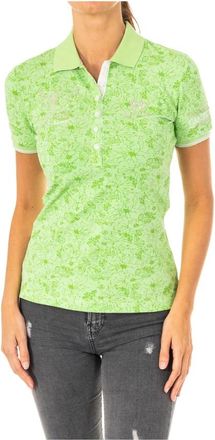 La Martina Bedrukte Polo met Korte Mouwen - Dames - Polos - Groen - S - Katoen - Tops