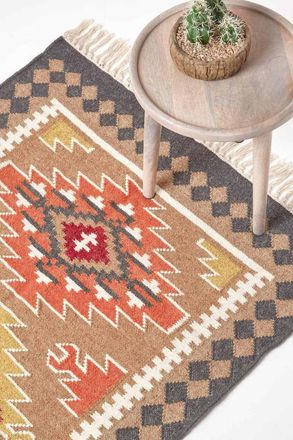 Homescapes Jaipur Handwoven Patterned Kilim Wool Rug | Size: 120 cm x 170 cm