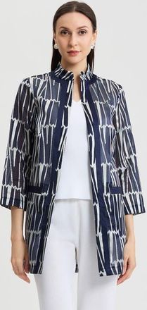 Ming Wang Heritage Novelty Woven Patterned Topper in Indigo/white at Nordstrom, Size Xx-Small