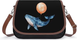 Generic Whale With Balloon Watercolor Small Womens Crossbody Bags Shoulder Handbag with Adjustable Strap for Travel