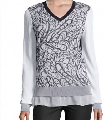 Prabal Gurung Long Sleeve Top In Black/ White
