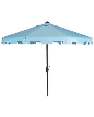 Safavieh Indoor/Outdoor Up Resistant Zimmerman 9 Ft Crank Market Push Button Tilt Umbrella