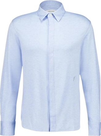 Ferragamo Blauwe Stretch Jersey Shirt met Borduurwerk - Heren - Casual Overhemden - Blauw - S - Overhemden