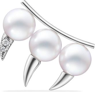 Tasaki 18kt white gold Danger Fang pearl earring - unisex - 18kt White Gold/Akoya Pearl/Diamond - One Size - Silver