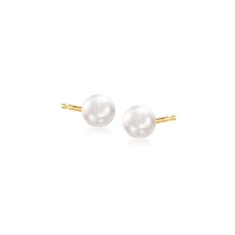 RS Pure by Ross-Simons 4-5mm Cultured Pearl Stud Earrings in 14kt Yellow Gold