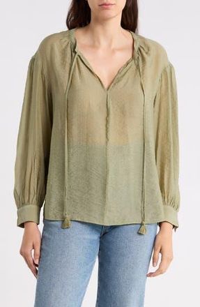 Vince Camuto Long Sleeve Woven Top in Olive at Nordstrom Rack, Size X-Small