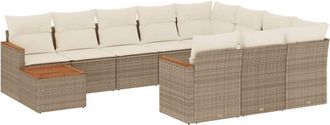 vidaXL Set De Sof&aacute;s De Jard&iacute;n 11pzas Con Cojines Rat&aacute;n Sint&eacute;tico Beige Vidaxl
