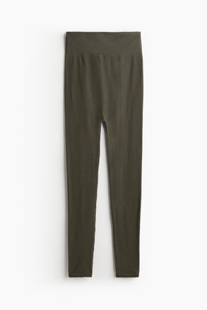 H&M MAMA Nahtlose gerippte Leggings - Green
