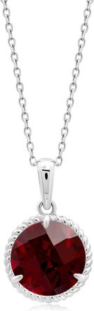 MAX + STONE 14k Yellow or White Gold Roped Halo 8mm Round Gemstone Pendant Necklace