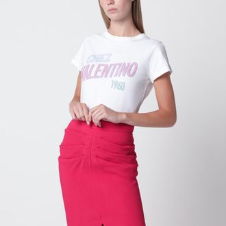 Valentino T-shirt bianca in cotone con stampa logo