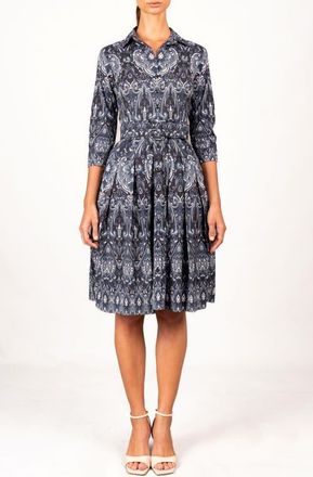 Samantha Sung Mill Creek Paisley Shirtdress in Charcoal Blue at Nordstrom, Size 12