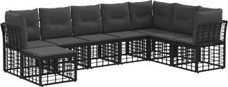 vidaXL Conjunto De Sof&aacute;s De Exterior Negro Poli&eacute;ster Vidaxl