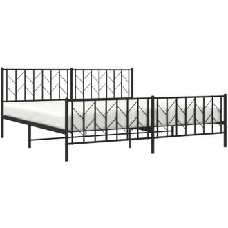vidaXL Estructura Cama Sin Colch&oacute;n Con Estribo Metal Negro 193x203 Cm Vidaxl