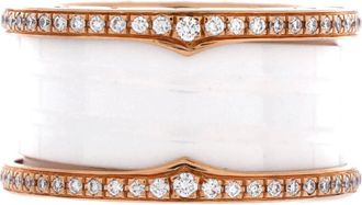 Bulgari B. Zero1 Three Band Ring 18K Rose Gold and Ceramic with Diamonds