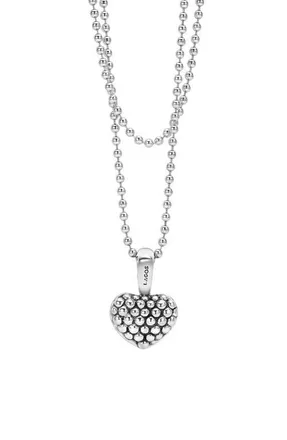 Lagos Sterling Silver Heart Long Strand Pendant Necklace in Medium Beaded Heart at Nordstrom