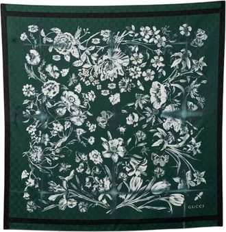 Gucci Dark Green Floral Scarf