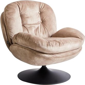 Beliani Swivel Armchair NOLVIK Velvet Sand Beige