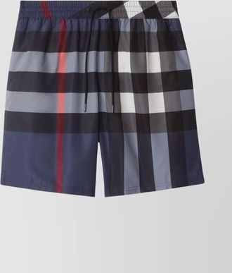 Burberry check pattern swim boxer with back zip pocket