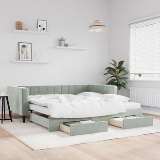 vidaXL Vidaxl - Sof&aacute; Cama Nido Con Cajones Terciopelo Gris Claro 100x200 Cm