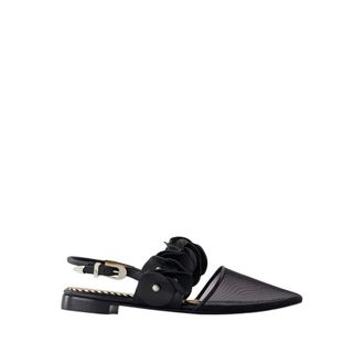 Toga Archives Zwarte Leren Slingbacks Puntige Neus - Dames - Ballerinas - Zwart - 36 EU - Leer - Schoenen