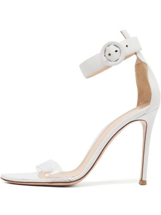 Gianvito Rossi 100mm Portofino buckle clear-strap sandal - White
