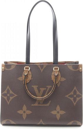 Louis Vuitton Beige Brown Coated Canvas Leather Handbag Tote Bag (Pre-Owned)