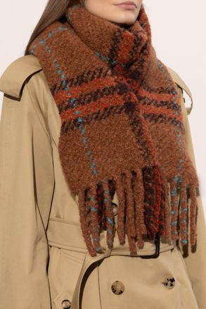 Burberry Scarf With A Check Pattern, Unisex, Brown
