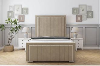 Sloomy Richmond Coniston Bed Frame With 50 Upholstered Headboard in Cream | Size: Double