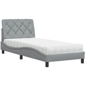 vidaXL Cama Con Colch&oacute;n Tela Gris Claro 90x200 Cm Vidaxl
