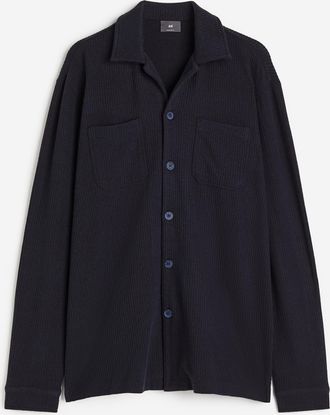 H&M Overshirt mit Waffelstruktur in Regular Fit - Blue