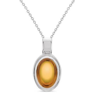 Allurez Oval Natural Cabochon Citrine Pendant Necklace 14K 0.96ct in Citrine,white Gold at Nordstrom, Size 18