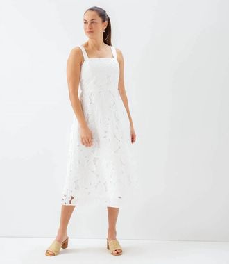 Karen Kane Embroidered Cut-Out Sundress In Off White