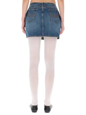 Jean Paul Gaultier Double Zipper Denim Cotton Miniskirt - Blue