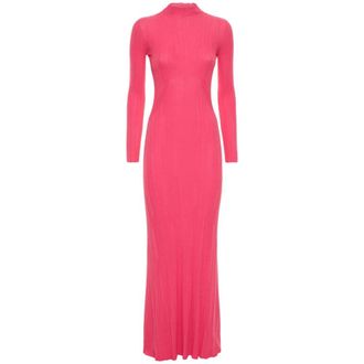Jacquemus Lange Jurk - Dames - Maxi kleedjes - Roze - 3XS - Leer - Kleedjes