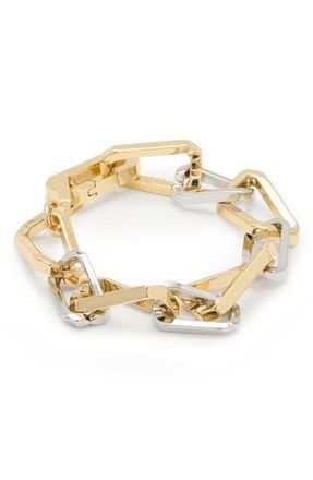 AllSaints Two Tone Assorted Hex Link Bracelet in Gold/Rhodium at Nordstrom Rack